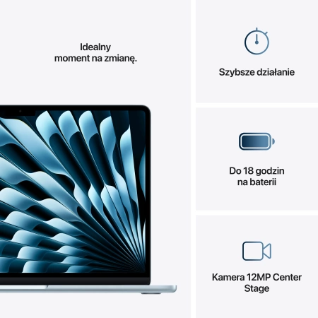 MacBook Air 13 M4 10 rdzeni CPU 8 rdzeni GPU, 16GB RAM 256GB SSD - Błękitny