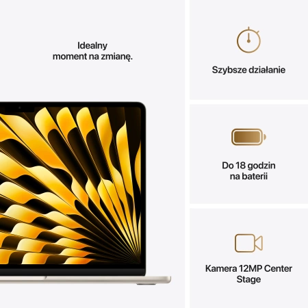 MacBook Air 13 M4 10 rdzeni CPU 10 rdzeni GPU, 24GB RAM 512GB SSD - Księżycowa poświata