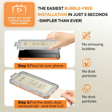 SZKŁO PRYWATYZUJĄCE TECH-PROTECT QUICK SET SPY+ 2-PACK IPHONE 13 / 13 PRO / 14 / 16E PRIVACY