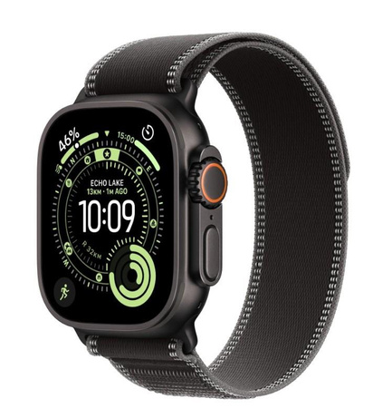 Watch Ultra 3 GPS + Cellular koperta 49 mm z tytanu w kolorze czarnym, opaska Trail w kolorze czarnym/węgla drzewnego - rozmiar S/M
