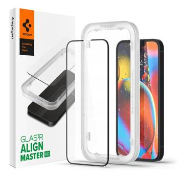 SZKŁO HARTOWANE SPIGEN ALM GLASS FC IPHONE 13 / 13 PRO / 14 / 16E BLACK