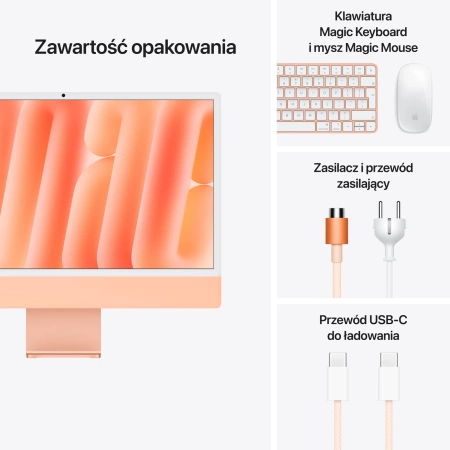 24-inch iMac with Retina 4.5K display: Apple M4 chip with 8‑core CPU and 8‑core GPU, 16GB, 256GB SSD - Orange
