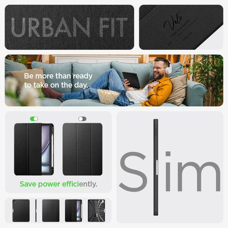 SPIGEN URBAN FIT IPAD AIR 10.9” 4 / 5 / 2020-2022 / 11” 6 / 7 / 2024-2025 BLACK