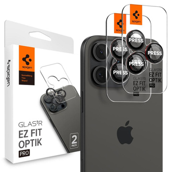 OSŁONA APARATU SPIGEN OPTIK PRO L-SERIES GLAS.TR ”EZ FIT” CAMERA PROTECTOR 2-PACK IPHONE 14 PRO / MAX / 15 PRO / MAX / 16 PRO / 16 MAX / 17 PRO / 17 MAX BLACK