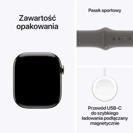 Apple Watch Series 10 GPS + Cellular 42mm Natural Titanium Case with Stone Grey Sport Band - S/M
