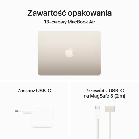 MacBook Air 13 M3 8 rdzeni CPU 10 rdzeni GPU Księżycowa poświata