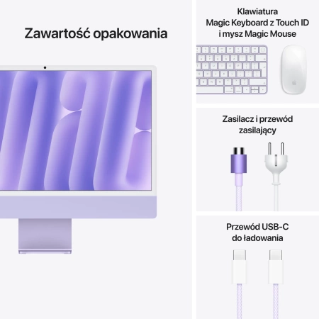 24-inch iMac with Retina 4.5K display: Apple M4 chip with 10‑core CPU and 10‑core GPU, 16GB, 256GB SSD - Purple