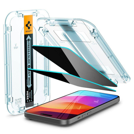 SZKŁO HARTOWANE SPIGEN GLAS.TR ”EZ FIT” 2-PACK IPHONE 15 PLUS / 16 PLUS PRIVACY