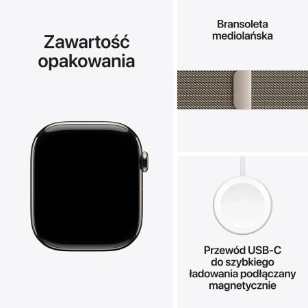 Apple Watch Series 10 GPS + Cellular 42mm Natural Titanium Case with Natural Milanese Loop