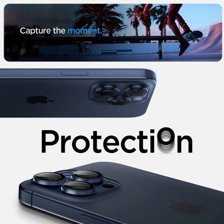 OSŁONA APARATU SPIGEN OPTIK PRO GLAS.TR ”EZ FIT” CAMERA PROTECTOR 2-PACK IPHONE 14 PRO / MAX / 15 PRO / MAX / 16 PRO / MAX / 17 PRO / MAX BLUE TITANIUM