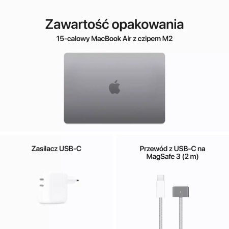 ZESTAW MacBook Air 15 M2 8 rdzeni CPU 10 rdzeni GPU, 8GB RAM 512GB SSD Gwiezdna szarość + HUB TECH-PROTECT