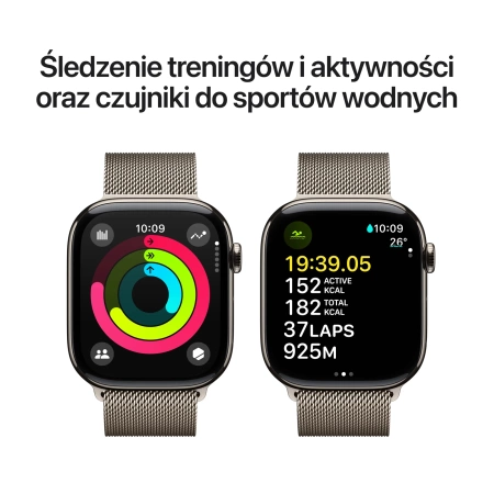 Apple Watch Series 10 GPS + Cellular 42mm Natural Titanium Case with Natural Milanese Loop