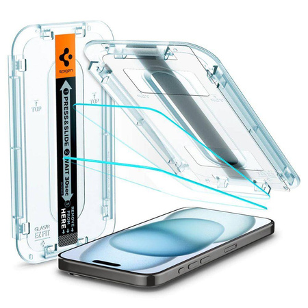 SZKŁO HARTOWANE SPIGEN GLAS.TR ”EZ FIT” 2-PACK IPHONE 15 / 16 CLEAR