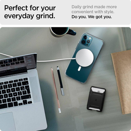 SPIGEN RUGGED ARMOR MAGSAFE UNIVERSAL MAGNETIC CARD WALLET BLACK