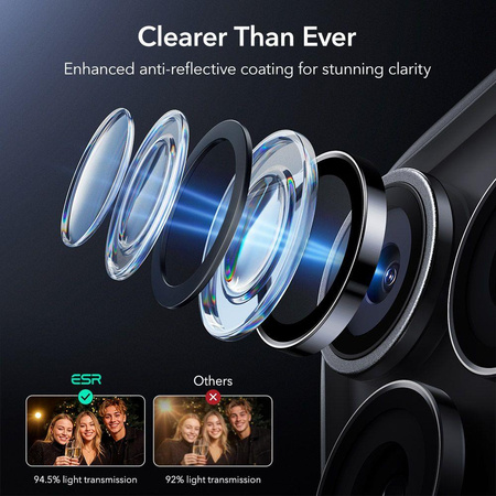 OSŁONA NA APARAT ESR ARMORITE CAMERA PROTECTOR IPHONE 14 PRO / PRO MAX / 15 PRO / MAX / 16 PRO / MAX / 17 PRO / MAX BLACK