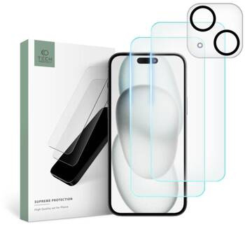 SZKŁO HARTOWANE TECH-PROTECT SUPREME SET 3-PACK IPHONE 15 CLEAR