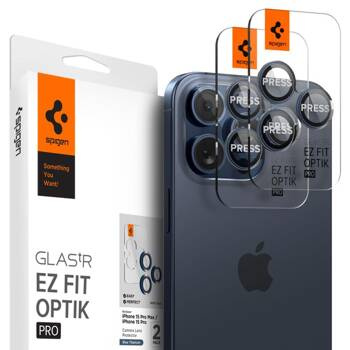 OSŁONA APARATU SPIGEN OPTIK PRO GLAS.TR ”EZ FIT” CAMERA PROTECTOR 2-PACK IPHONE 14 PRO / MAX / 15 PRO / MAX / 16 PRO / MAX / 17 PRO / MAX BLUE TITANIUM
