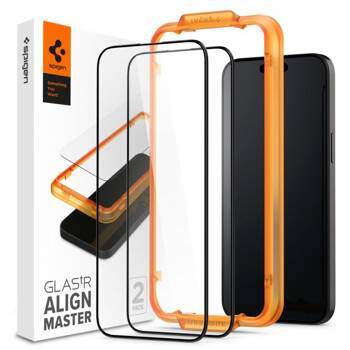 SZKŁO HARTOWANE SPIGEN ALM GLASS FC 2-PACK IPHONE 15 PRO MAX BLACK