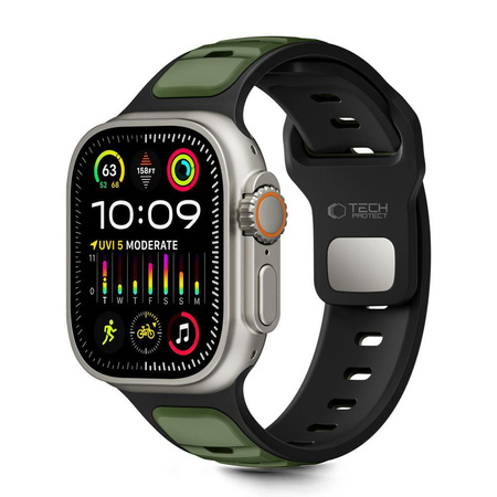 TECH-PROTECT ICONBAND LINE APPLE WATCH 8 / 9 / 10 / 11 / SE / ULTRA (44 / 45 / 46 / 49 MM) BLACK/GREEN