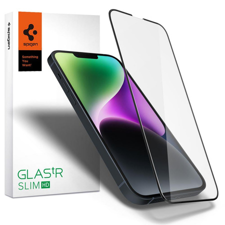 SZKŁO HARTOWANE SPIGEN GLASS FC IPHONE 13 / 13 PRO / 14 / 16E BLACK