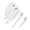 TECH-PROTECT C20W 2-PORT NETWORK CHARGER PD20W + TYPE-C CABLE WHITE