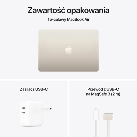 MacBook Air 15 M4 10 rdzeni CPU 10 rdzeni GPU, 24GB RAM 512GB SSD - Księżycowa poświata
