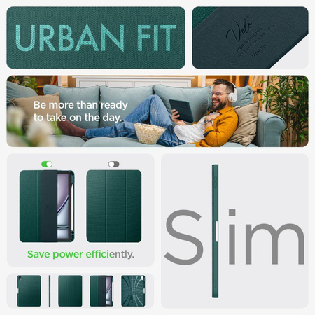 SPIGEN URBAN FIT IPAD AIR 10.9” 4 / 5 / 2020-2022 / 11” 6 / 7 / 2024-2025 MIDNIGHT GREEN