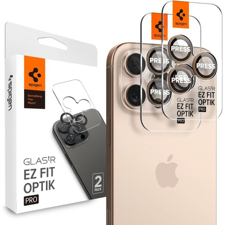 OSŁONA APARATU SPIGEN OPTIK PRO GLAS.TR ”EZ FIT” CAMERA PROTECTOR 2-PACK IPHONE 16 PRO / MAX / 17 PRO / MAX DESERT TITANIUM