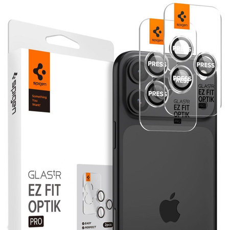 OSŁONA APARATU SPIGEN OPTIK PRO GLAS.TR ”EZ FIT” CAMERA PROTECTOR 2-PACK IPHONE 14 PRO / MAX / 15 PRO / MAX / 16 PRO / MAX / 17 PRO / MAX CRYSTAL CLEAR