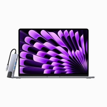 ZESTAW MacBook Air 15 M2 8 rdzeni CPU 10 rdzeni GPU, 8GB RAM 512GB SSD Gwiezdna szarość + HUB TECH-PROTECT