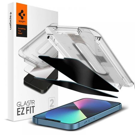 SZKŁO HARTOWANE SPIGEN GLAS.TR ”EZ FIT” 2-PACK IPHONE 13 / 13 PRO / 14 / 16E PRIVACY