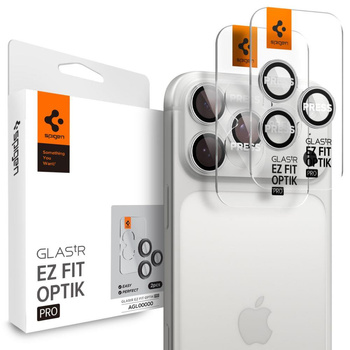 OSŁONA APARATU SPIGEN OPTIK PRO GLAS.TR ”EZ FIT” CAMERA PROTECTOR 2-PACK IPHONE 14 PRO / MAX / 15 PRO / MAX / 16 PRO / MAX / 17 PRO / MAX SILVER