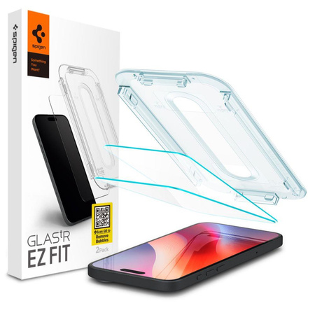 SZKŁO HARTOWANE SPIGEN GLAS.TR ”EZ FIT” 2-PACK IPHONE 15 / 16 CLEAR