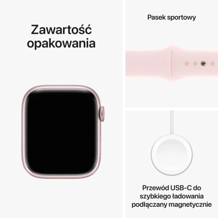 Apple Watch Series 9 GPS 45mm Pink Aluminium Case with Light Pink Sport Band - S/M