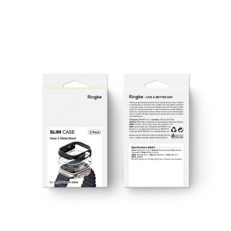 RINGKE SLIM 2-PACK APPLE WATCH ULTRA 1 / 2 / 3 (49 MM) CLEAR & MATTE BLACK