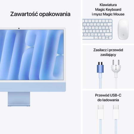 24-inch iMac with Retina 4.5K display: Apple M4 chip with 8‑core CPU and 8‑core GPU, 16GB, 256GB SSD - Blue