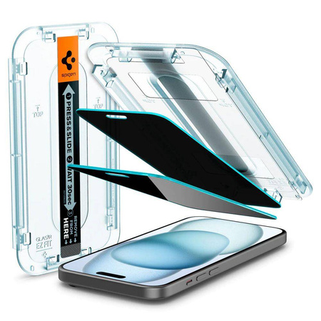 SZKŁO HARTOWANE SPIGEN GLAS.TR ”EZ FIT” 2-PACK IPHONE 15 / 16 PRIVACY