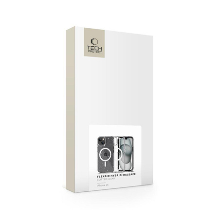TECH-PROTECT FLEXAIR HYBRID MAGSAFE IPHONE 15 GLITTER CLEAR