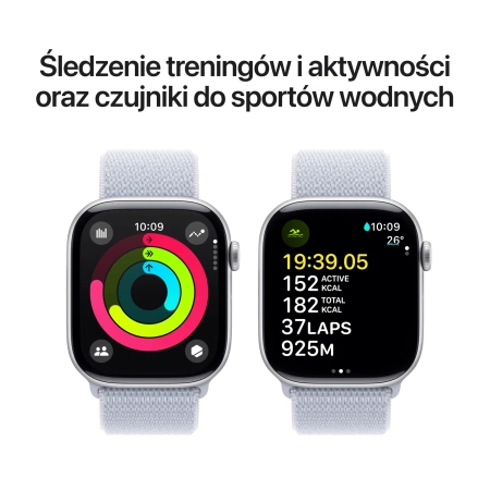 Apple Watch Series 10 GPS + Cellular 42mm Silver Aluminium Case with Blue Cloud Sport Loop