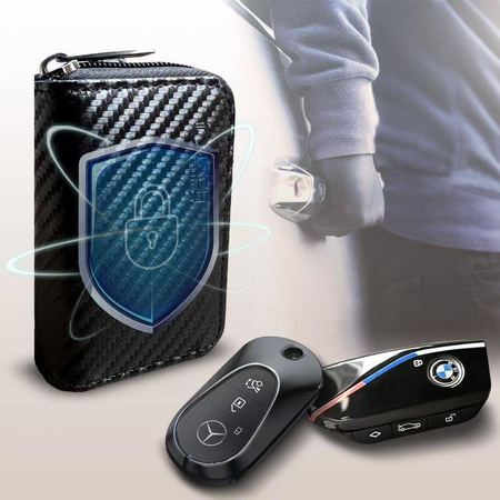 KLATKA FARADAYA TECH-PROTECT KLR300 POUCH KEYLESS RFID SIGNAL BLOCKER CASE CARBON