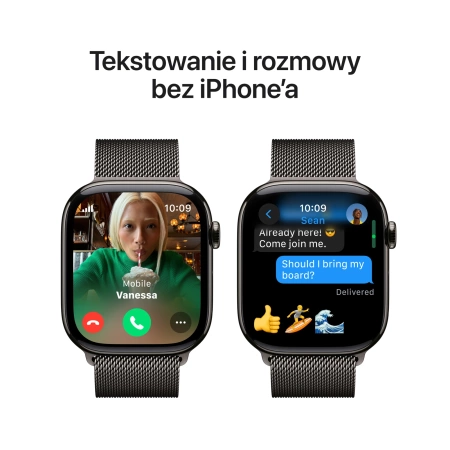 Apple Watch Series 10 GPS + Cellular 42mm Slate Titanium Case with Slate Milanese Loop