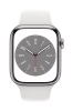 Watch Series 8 GPS + Cellular, 45 mm Koperta ze stali nierdzewnej w kolorze srebrnym z paskiem sportowym w kolorze białym - regular