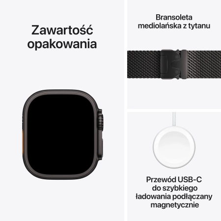 Apple Watch Ultra 2 GPS + Cellular 49mm Black Titanium Case with Black Titanium Milanese Loop - M