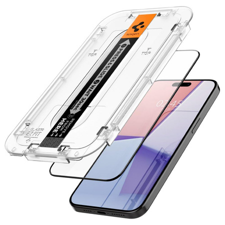 SZKŁO HARTOWANE SPIGEN GLAS.TR ”EZ FIT” FC 2-PACK IPHONE 15 PRO MAX BLACK