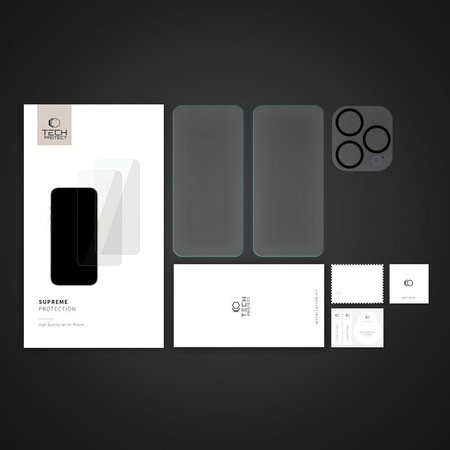 SZKŁO HARTOWANE TECH-PROTECT SUPREME SET 3-PACK IPHONE 15 PRO CLEAR