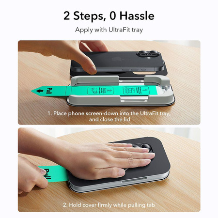 SZKŁO HARTOWANE ESR ULTRAFIT TEMPERED GLASS 2-PACK IPHONE 16 PRO / 17 BLACK