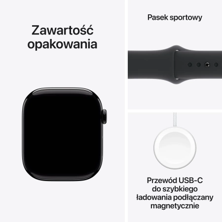 Apple Watch Series 10 GPS + Cellular 46mm Jet Black Aluminium Case with Black Sport Band - M/L