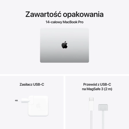 Apple MacBook 14 Pro M4 10 rdzeni CPU 10 rdzeni GPU, 24GB RAM 1TB SSD - Srebrny