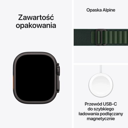 Apple Watch Ultra 2 GPS + Cellular 49mm Black Titanium Case with Dark Green Alpine Loop - Large