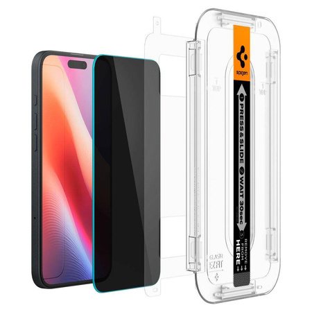 SZKŁO HARTOWANE SPIGEN GLAS.TR ”EZ FIT” 2-PACK IPHONE 15 / 16 PRIVACY
